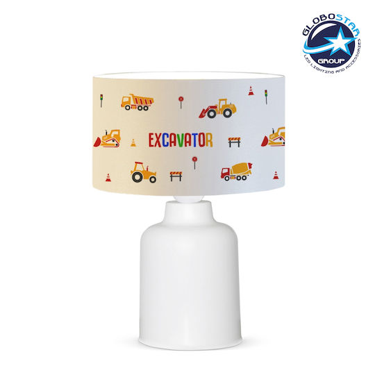 GloboStar LED Детска Лампа Портатив Excavator Бял 24x24x32εκ.