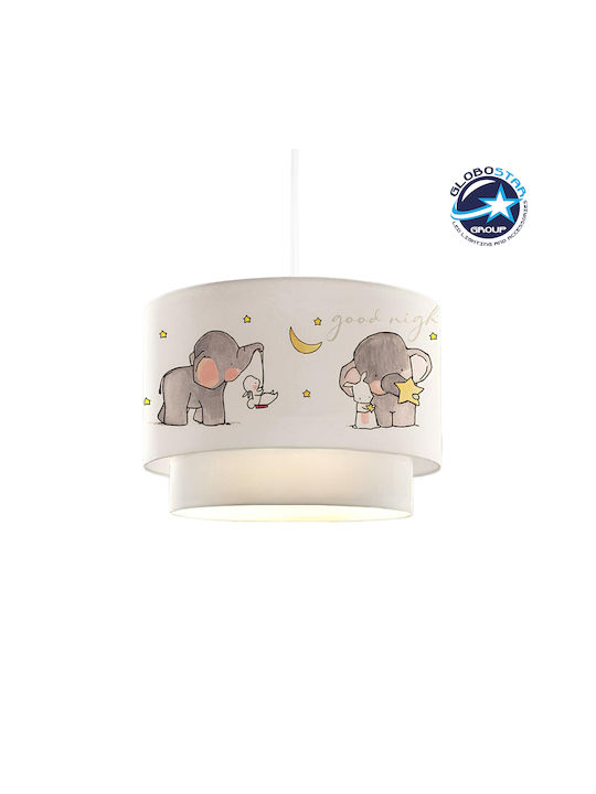 GloboStar Kids Fabric Single Ceiling Light E27 Elephant Gray 30x70cm