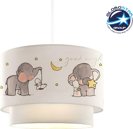 GloboStar Kids Fabric Single Ceiling Light E27 Elephant Gray 30x70cm