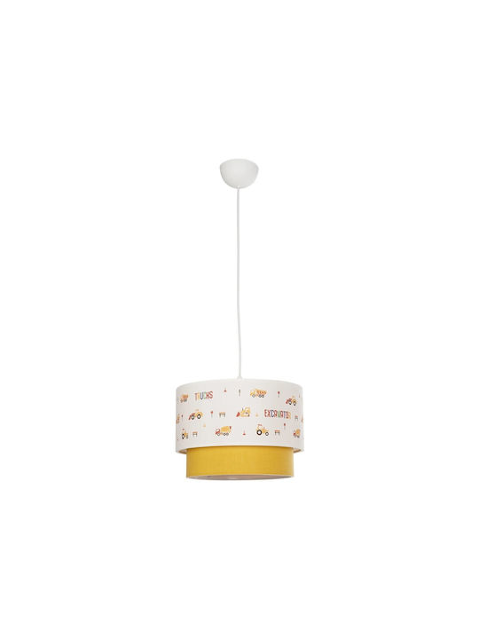 GloboStar Kids Fabric Single Ceiling Light E27 Excavator White 8W 30x70cm