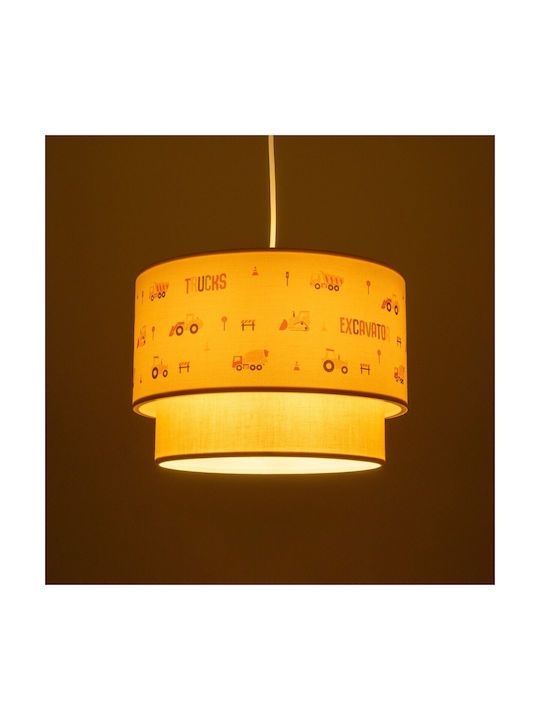 GloboStar Kids Fabric Single Ceiling Light E27 Excavator White 8W 30x70cm