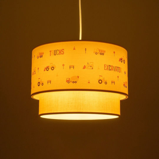 GloboStar Kids Fabric Single Ceiling Light E27 Excavator White 8W 30x70cm