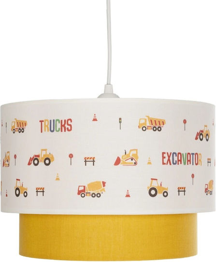 GloboStar Kids Fabric Single Ceiling Light E27 Excavator White 8W 30x70cm