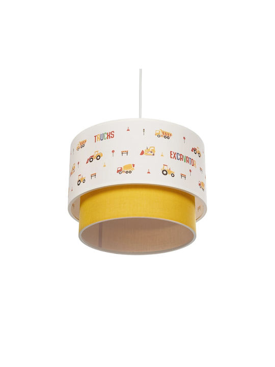 GloboStar Kids Fabric Single Ceiling Light E27 Excavator White 8W 30x70cm