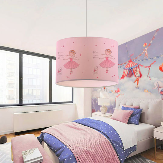 GloboStar Ballerina Einfaches Licht Kinderdeckenleuchte Deckenleuchte 8W mit Fassung E27 Rosa 28x70cm