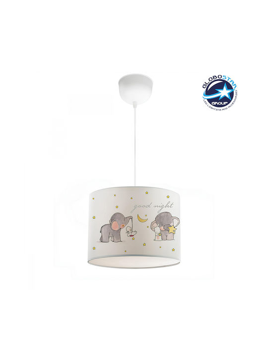 GloboStar Kids Fabric Single Ceiling Light E27 Elephant Gray 24x70cm