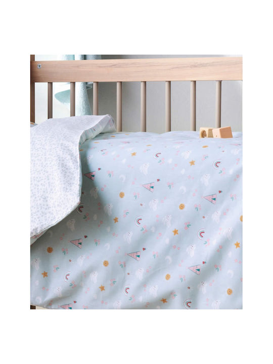 Kentia Kounelito Baby Sheets Set Crib Cotton Light Blue 120x170cm 3pcs