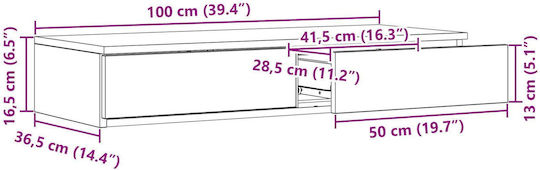 vidaXL Concrete Bed Drawer for Bed / Grey Concrete Table 100x36.5x16.5cm