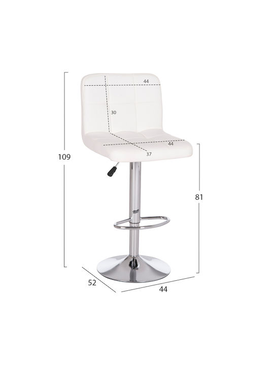 Stool Bar Diana with Back & Adjustable Height White 2pcs 44x52x109cm