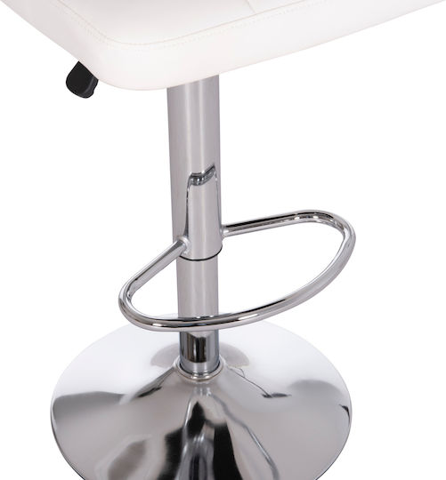 Stool Bar Diana with Back & Adjustable Height White 2pcs 44x52x109cm