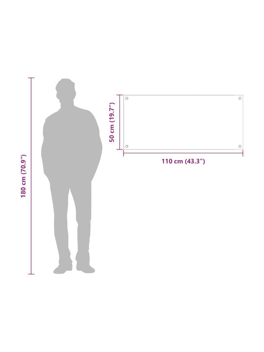 vidaXL Rectangular Glass Back Dark Gray 110x50x0.6cm 42001311