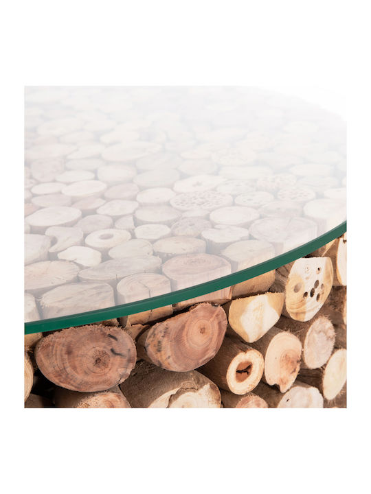 Round Side Table Sparrow Made of Solid Wood Driftwood 65x65x51 cm