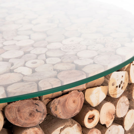 Round Side Table Sparrow Made of Solid Wood Driftwood 65x65x51 cm