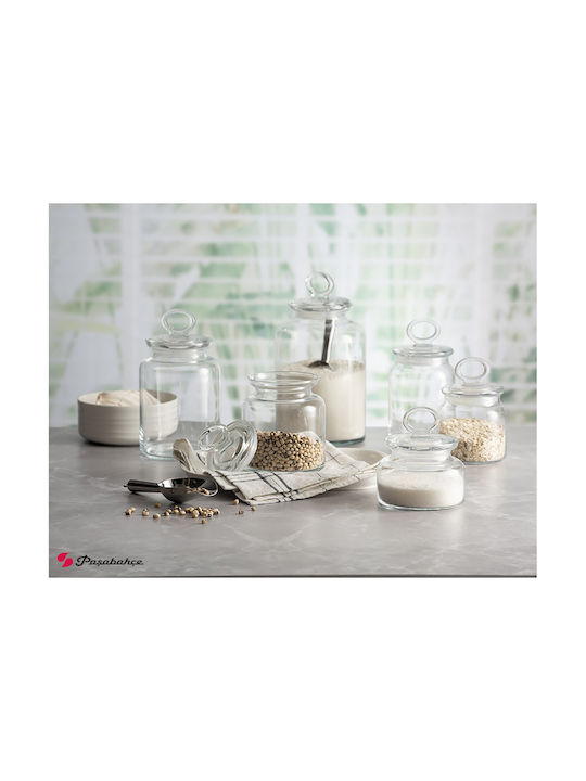 Espiel Kitchen Σετ 3τμχ Βάζα Γενικής Χρήσης με Καπάκι Γυάλινο Διάφανο 11.8x11.8x18.1cm 3τμχ