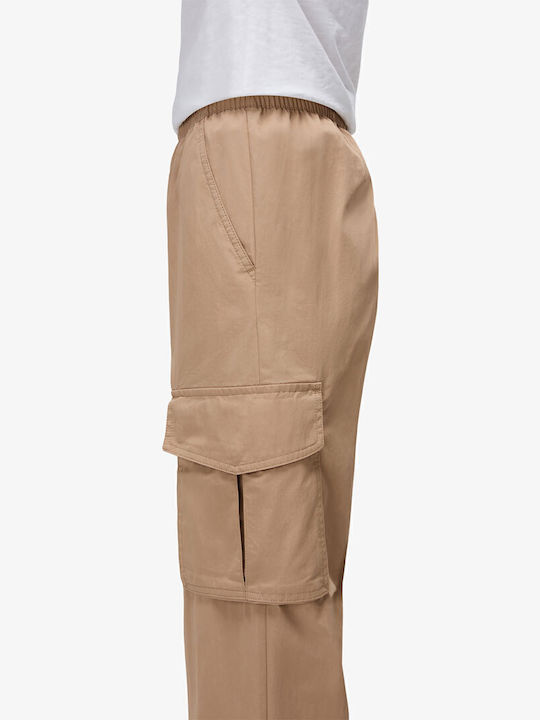 Poudre Dama Tesatura Pantaloni Cargo cu Elastic Bej