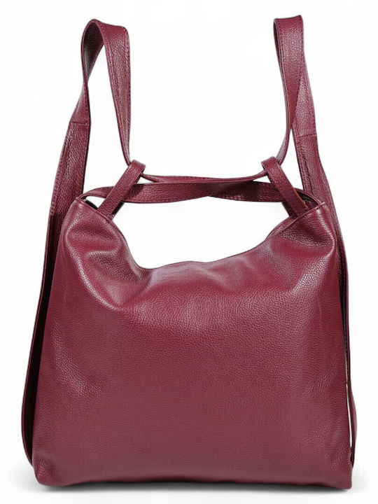 Leather Women's Bag Backpack Red
