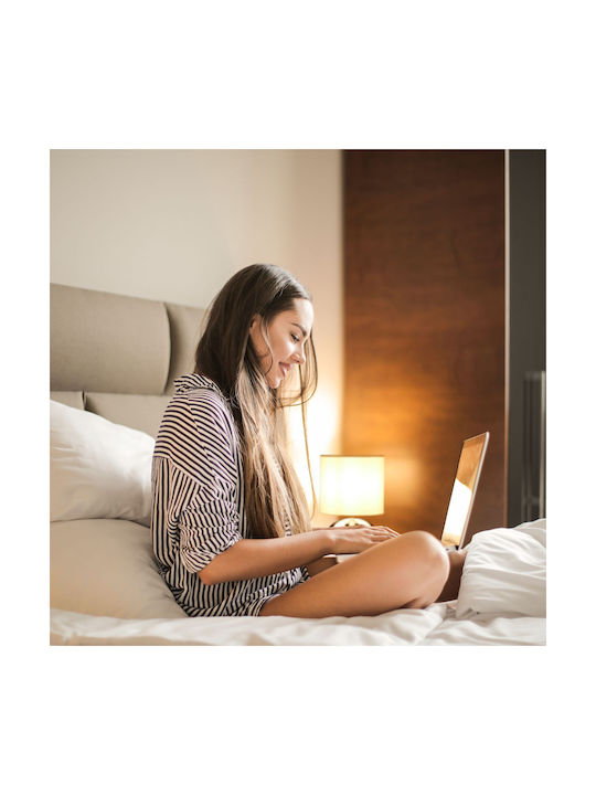 Relaxdays Material Textil Lampă de masă pentru Soclu E14 cu Abajur Gri și Bază