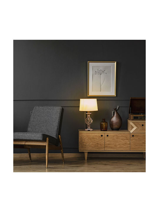 Relaxdays Material Textil Lampă de masă pentru Soclu E14 cu Abajur Alb și Bază Auriu