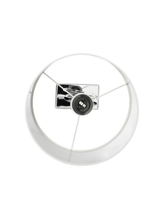 Relaxdays Metal Lampă de masă pentru Soclu E27 cu Abajur Alb și Bază Argintiu