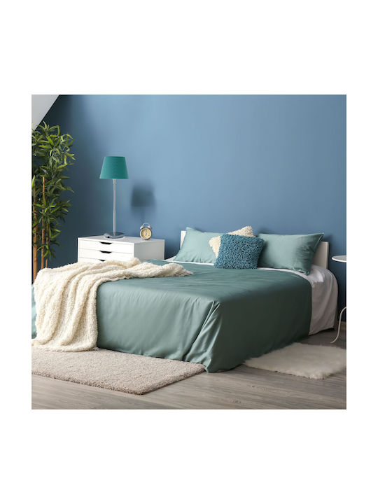 Relaxdays Material Textil Lampă de masă pentru Soclu E14 cu Abajur Turcoaz și Bază Argintiu
