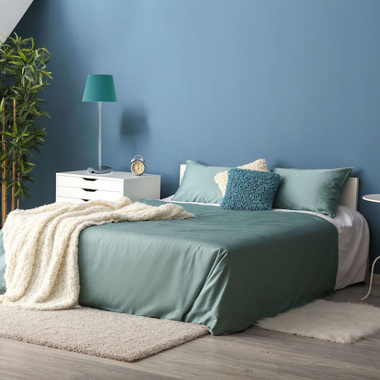 Relaxdays Material Textil Lampă de masă pentru Soclu E14 cu Abajur Turcoaz și Bază Argintiu
