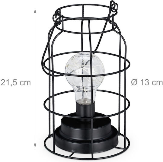 Relaxdays Metal Vintage Table Lamp LED with Black Shade and Base