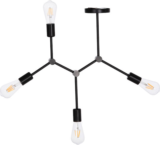HomeMarkt Lighty Κρεμαστό Φωτιστικό Μαύρο για 4 Λαμπτήρες E27 57x5x52εκ.