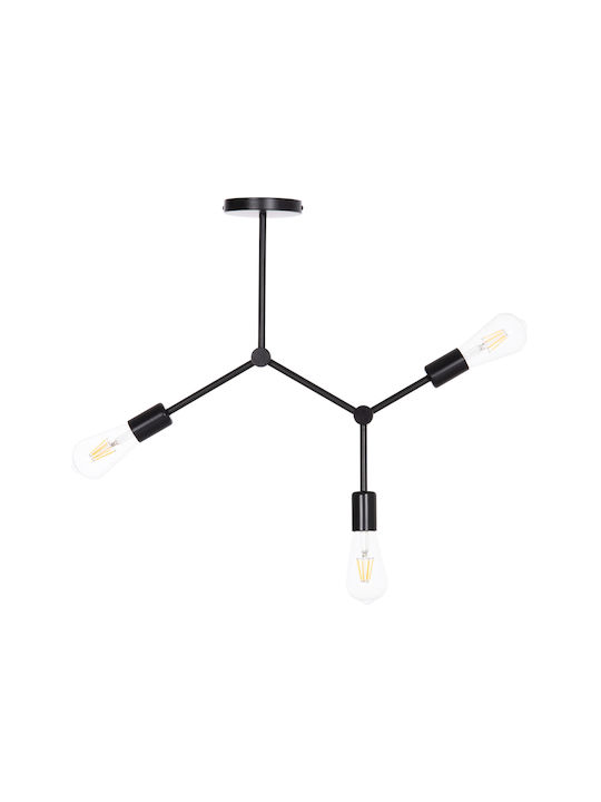 HomeMarkt Lighty Deckenleuchte Schwarz mit Lampenbirnensockel E27 52x5cm