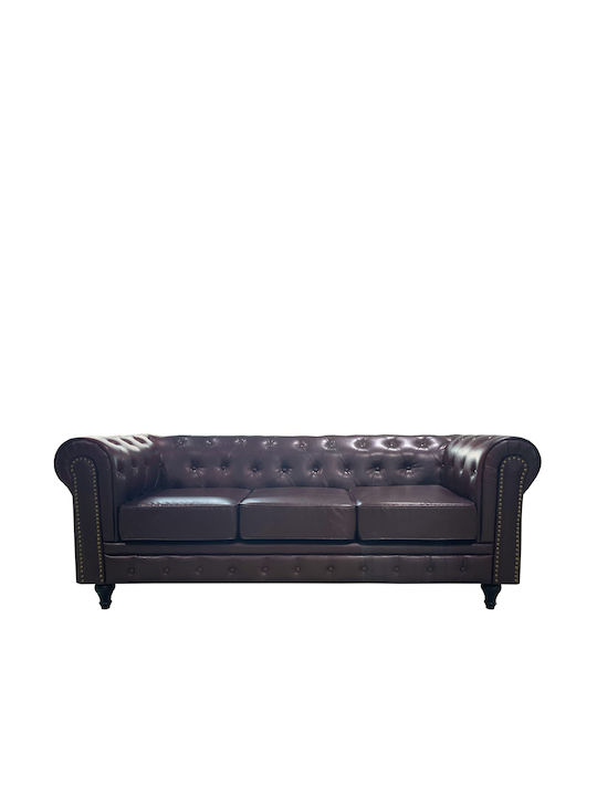 Avery Dreisitzer Sofa Künstliches Leder Dark Brown 208x90x73cm