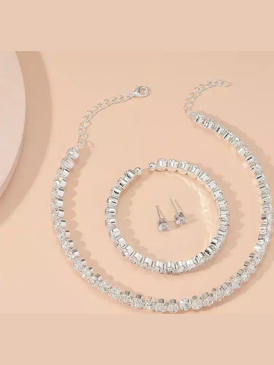 Set with Necklace , Earrings & Bracelet with Stones