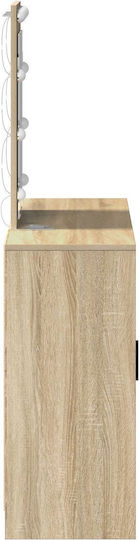 Bodenstehende Schminktisch Schlafzimmer Holz Eiche mit Spiegel 102x33x135cm
