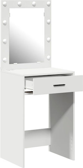 Floor-Standing Makeup Dressing Table Wooden White with Mirror 50x41x135cm
