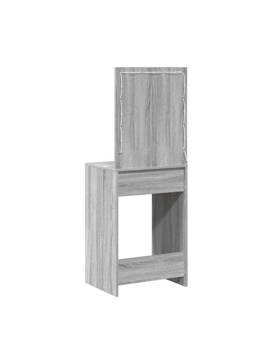 Floor-Standing Grey Wooden Makeup Dressing Table with Mirror 50x41x135cm