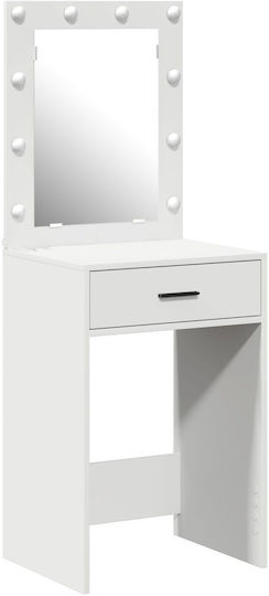 Floor-Standing Makeup Dressing Table Wooden White with Mirror 50x41x135cm