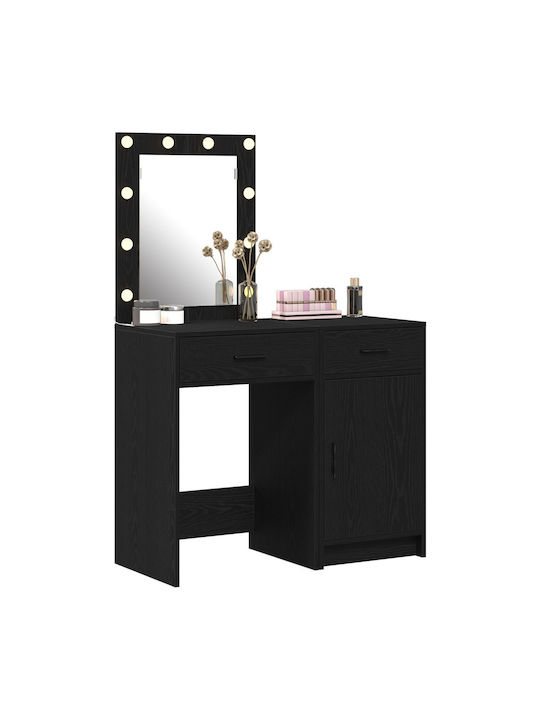 Masută De Toaletă De Podea Din Lemn Negru Prelucrat Cu Oglindă 50x41x135cm