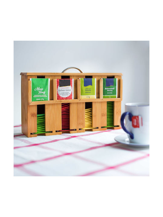 Relaxdays Caseta Pentru Ceai Cu Capac Din Lemn Bej 22x10x33.5cm