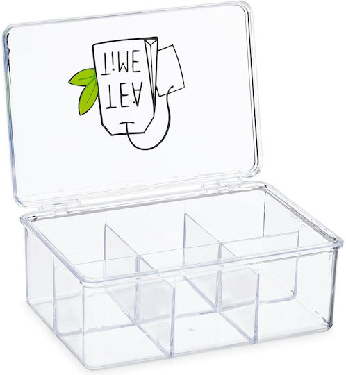 Relaxdays Caseta pentru Ceai cu Capac Plastic Transparent 15x9x21.5cm