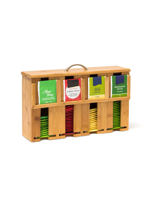 Relaxdays Caseta Pentru Ceai Cu Capac Din Lemn Bej 22x10x33.5cm