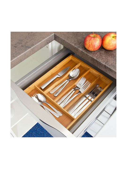 Relaxdays Wooden Drawer Cutlery Tray 34x25.5x4.5cm