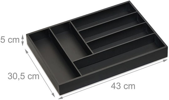 Relaxdays Wooden Drawer Cutlery Tray 30.5x43x5 cm Black