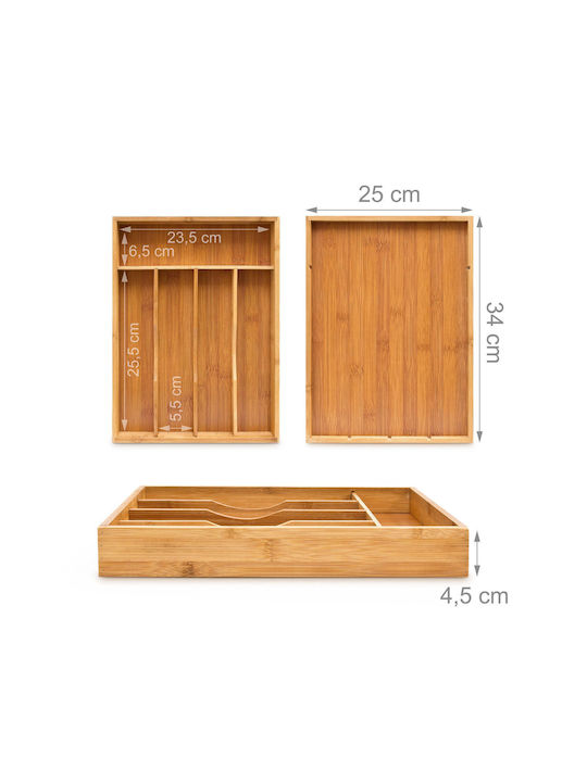 Relaxdays Wooden Drawer Cutlery Tray 34x25.5x4.5cm