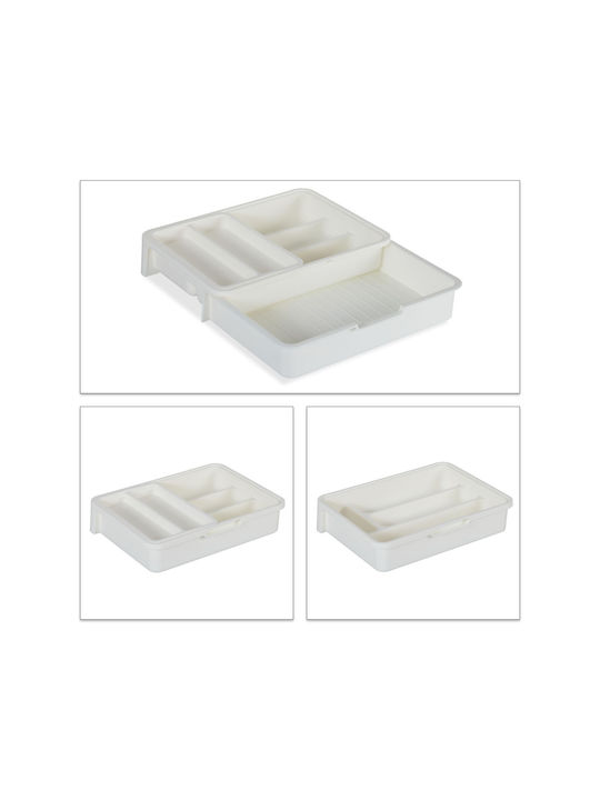 Relaxdays Drawer Cutlery Tray Opening Plastic 31.5x23.5x6cm White