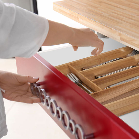 Relaxdays Wooden Drawer Cutlery Tray 46x27.5x5cm Beige