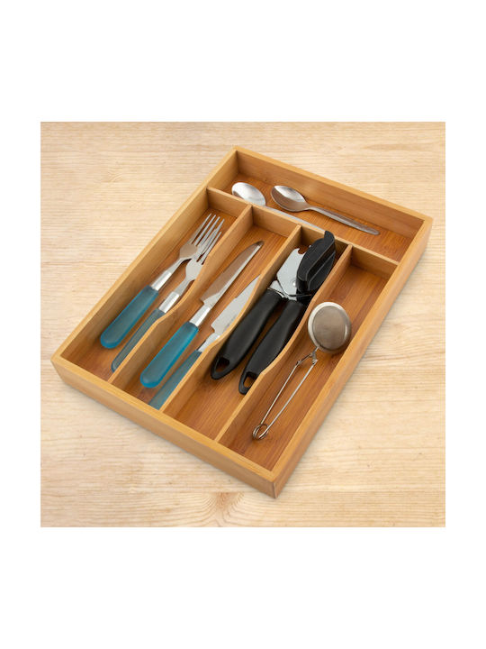 Relaxdays Wooden Drawer Cutlery Tray 34x25.5x4.5cm