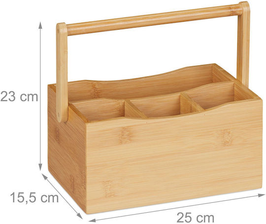 Relaxdays Suport De Scurgere Pentru Tacâmuri Din Lemn Bej 23x25x15.5cm