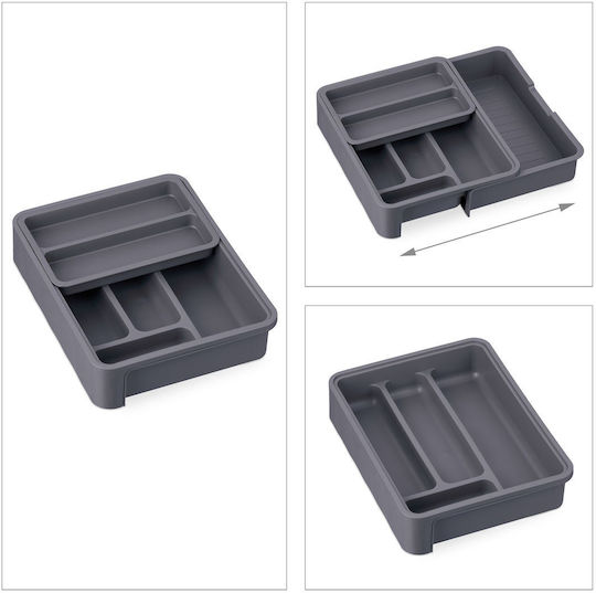 Relaxdays Tăvi Pentru Tacâmuri De Sertar Rabătabilă Din Plastic 31.5x23.5x6.5cm Gri