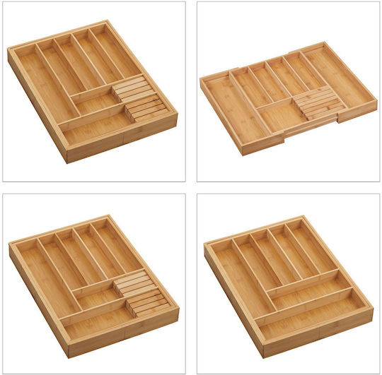 Relaxdays Drawer Cutlery Tray Opening Wooden 44.5x45x5.5cm Beige