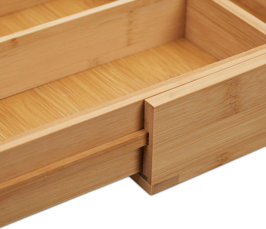 Relaxdays Drawer Cutlery Tray Opening Wooden 44.5x45x5.5cm Beige