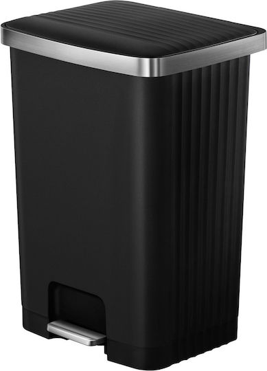 Eko Hana Waste Bin Made of Stainless Steel with Pedal Black 70lt