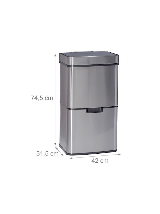 Relaxdays Coș De Gunoi Din Oțel Inoxidabil Cu Senzor Gri 37lt
